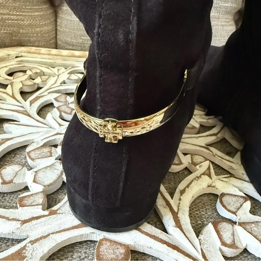 Tory Burch Black Tall Suede Leather Boots Women’s 9